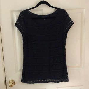 Banana Republic navy blue lace top